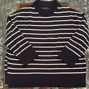 Polo by Ralph Lauren Black and Cream Striped Women’s Sweater